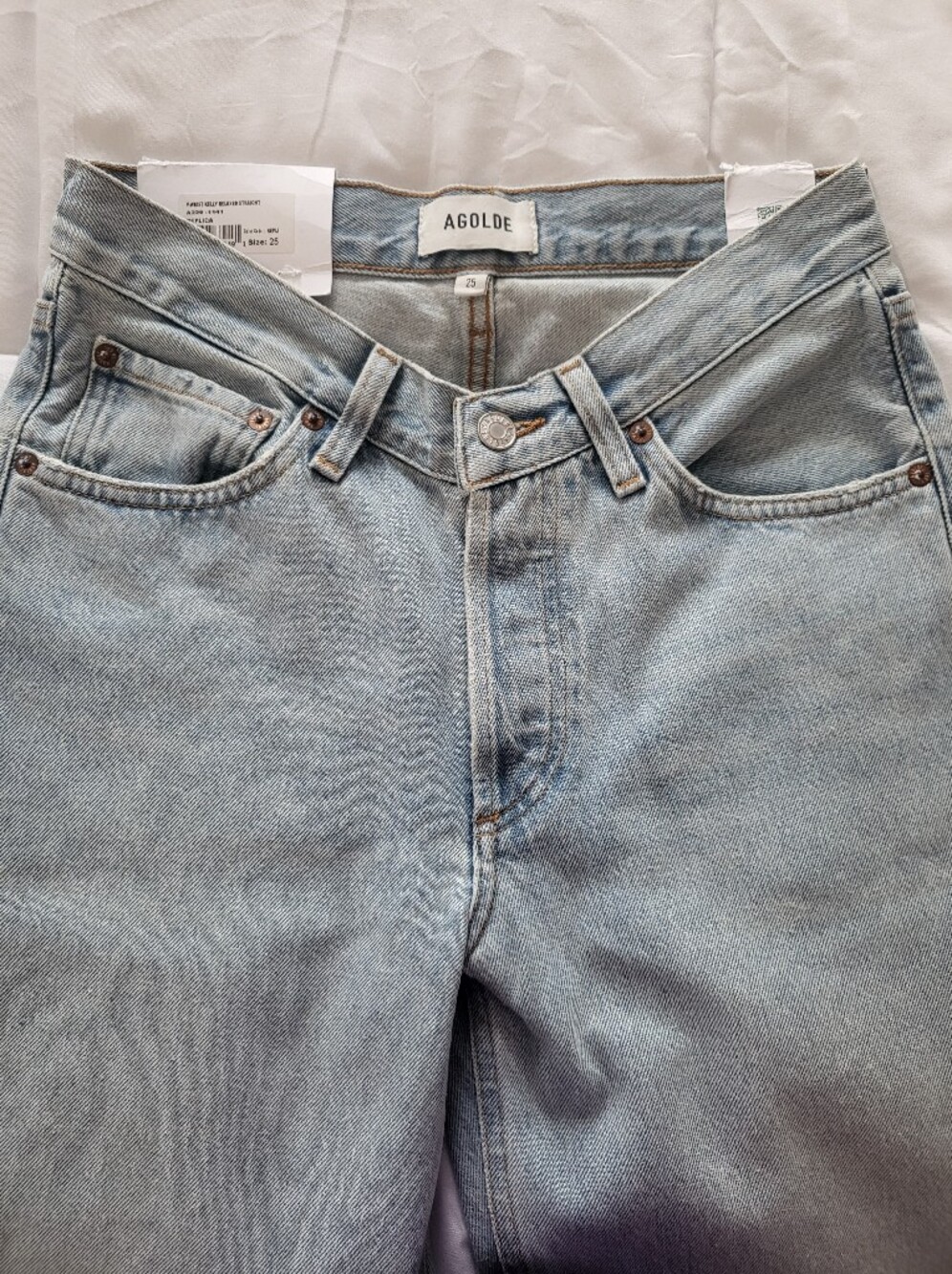 AGOLDE V Waist Kelly Relaxed Straight Jeans Womens 25 Denim Casual Classic Basic - Picture 5 of 9